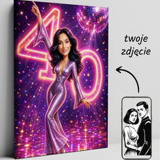 Karykatura ze zdjęcia na 40 urodziny – styl disco glowne