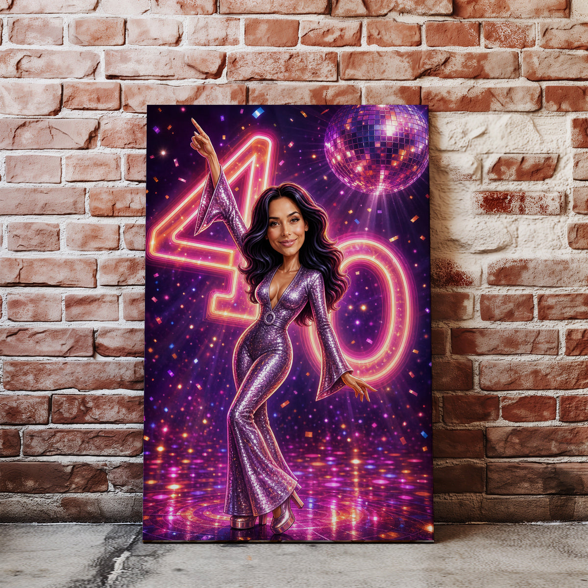 Karykatura ze zdjęcia na 40 urodziny – styl disco mockup 1