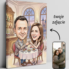 Karykatura personalizowana ze zdjęcia – romantyczna kolacja we dwoje glowne