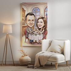 Karykatura personalizowana ze zdjęcia – romantyczna kolacja we dwoje mockup 2