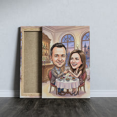 Karykatura personalizowana ze zdjęcia – romantyczna kolacja we dwoje mockup 5
