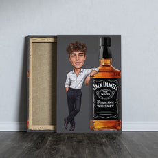 Karykatura ze zdjęcia z butelką whiskey – prezent mockup 5
