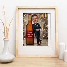 Karykatura ze zdjęcia z piwem – prezent na 50 urodziny mockup 2
