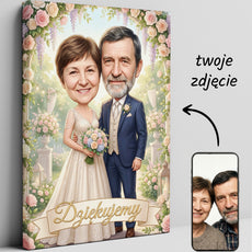 Karykatura ślubna dla rodziców – podziękowanie na wesele