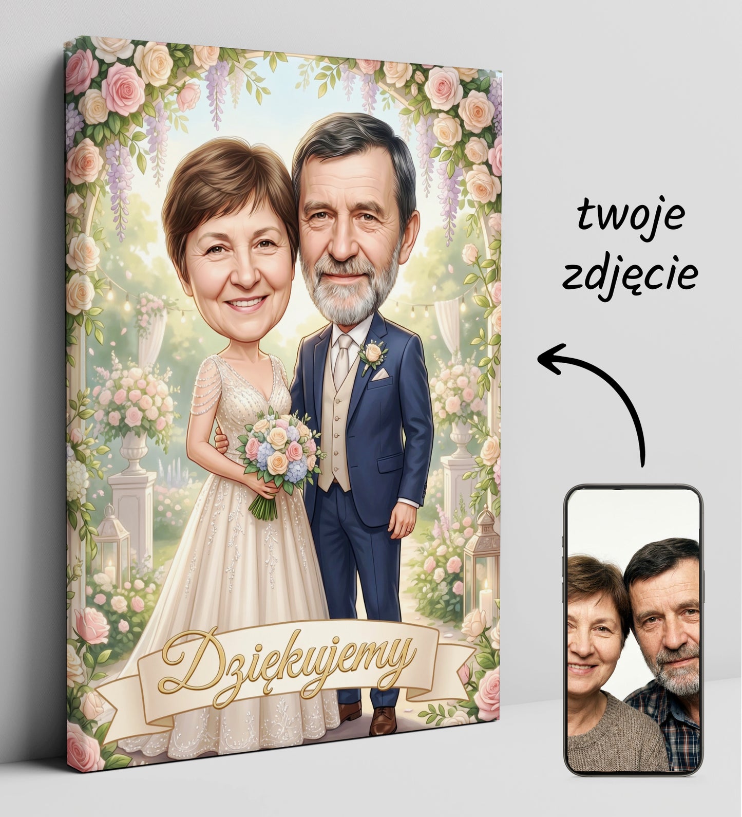 Karykatura ślubna dla rodziców – podziękowanie na wesele