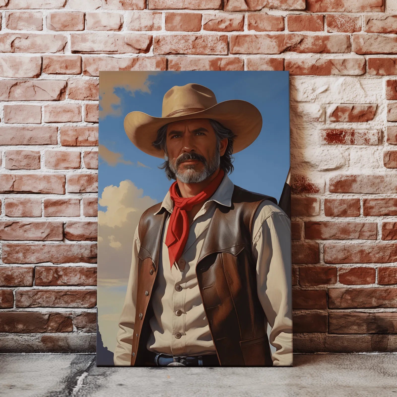 Portret kowboja na płótnie Kowboj na Dzikim Zachodzie