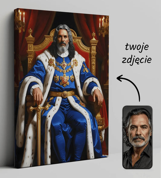 Personalizowany portret na płótnie Król na tronie w stylu regalnym