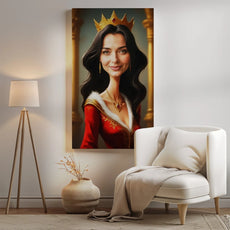 Ażurowy portret Królowej w stylu malarskim w eleganckiej ramie