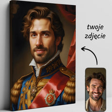 Personalizowany portret królewski na płótnie dla mężczyzny w stylu eleganckim