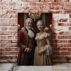 Framed portrait of a couple in period attire from Królewski portret pary ze zdjęcia
