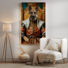 Królewski portret psa na tronie mockup 0