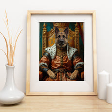 Królewski portret psa na tronie mockup 1