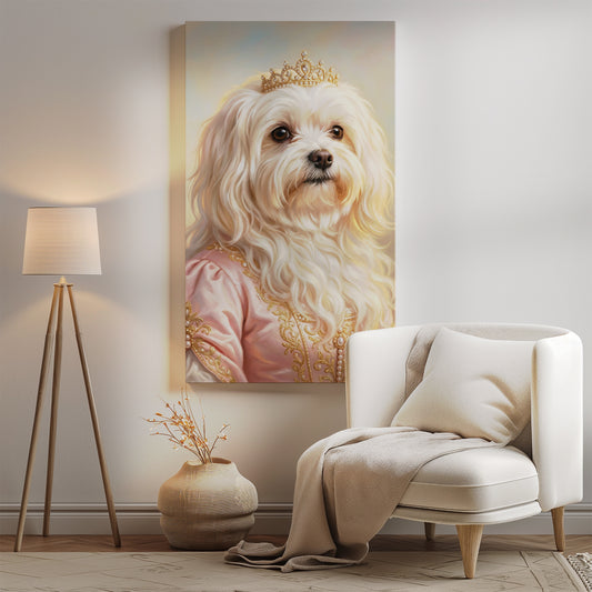 Królewski portret psa w różowej sukni mockup 0