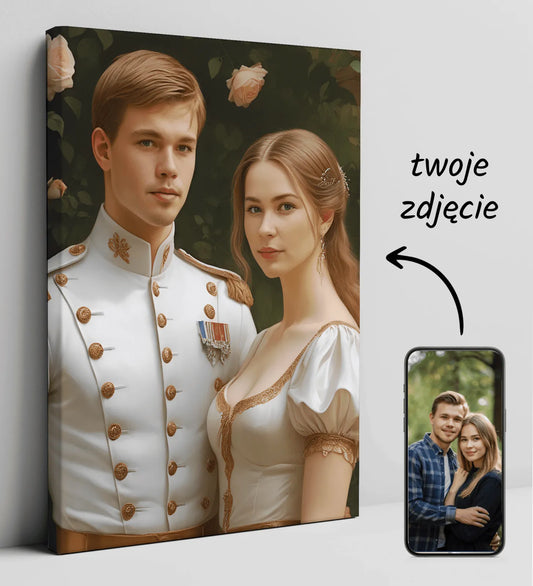 Personalizowany król w ogrodzie na płótnie - Królewski portret w ogrodzie