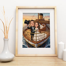 Karykatura ślubna Titanic personalizowany prezent dla Pary Młodej mockup 3