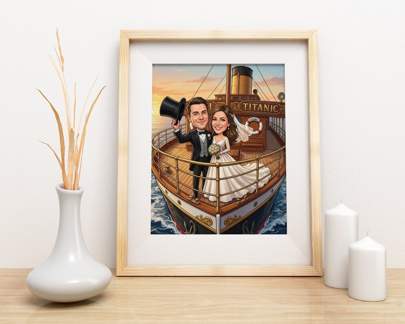Karykatura ślubna Titanic personalizowany prezent dla Pary Młodej mockup 3