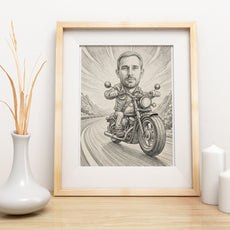 Portret rysunkowy - pomysł na prezent dla Fana motorów