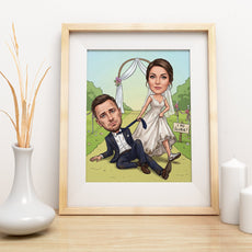 Personalizowana karykatura ślubna na prezent dla Pary Młodej mockup 3