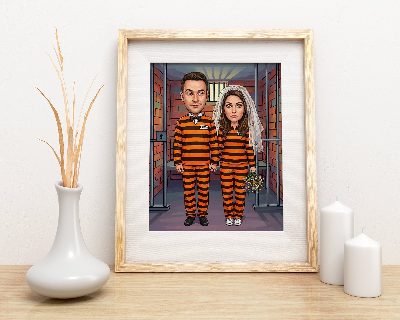 Personalizowana karykatura ślubna z własnym tekstem i grafiką mockup 3