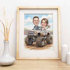 Karykatura ślubna monster truck personalizowany prezent na wesele mockup 4