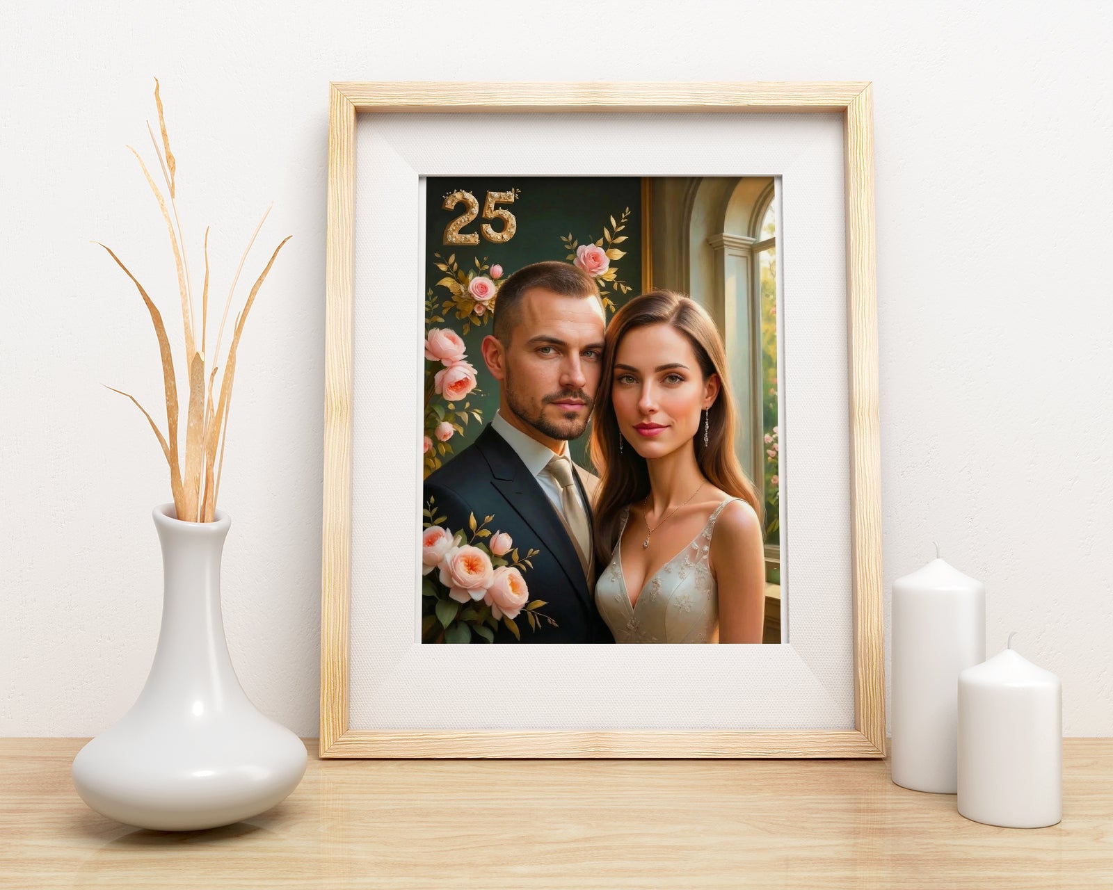 Elegancka karykatura ślubna z personalizacją dla Pary Młodej mockup 3