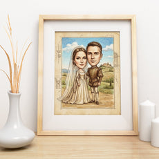 Karykatura ślubna retro personalizowany prezent dla Pary Młodej mockup 3