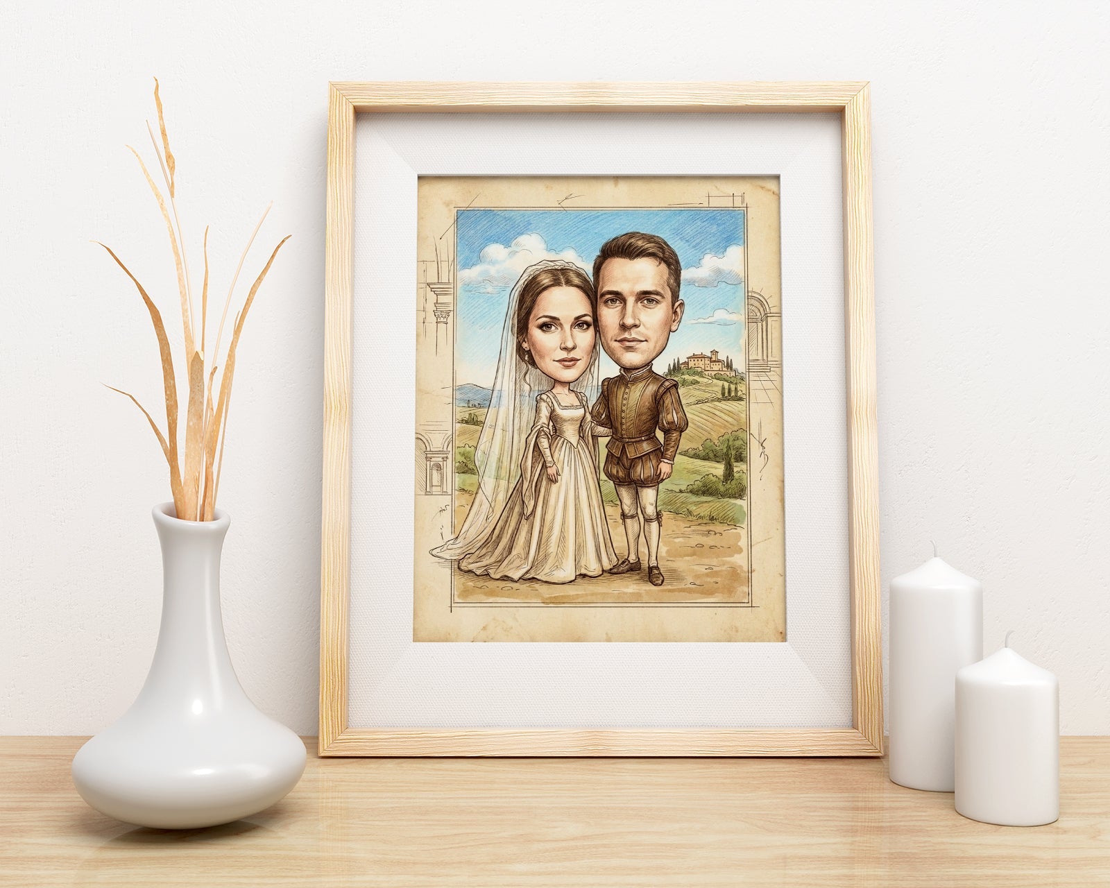 Karykatura ślubna retro personalizowany prezent dla Pary Młodej mockup 3