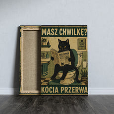 Masz Chwilkę? Kocia Przerwa – śmieszny obraz do łazienki z czarnym mockup 7