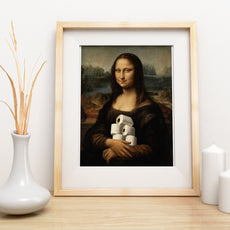 Mona Lisa z papierem toaletowym – śmieszny obraz do łazienki