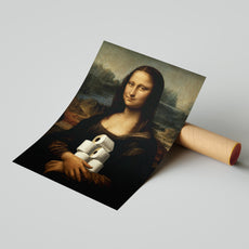 Mona Lisa z papierem toaletowym – śmieszny obraz do łazienki