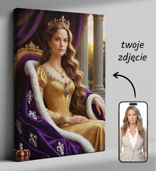 Personalizowany obraz na płótnie - Monarchini Portret Królowej w stylu królewskim