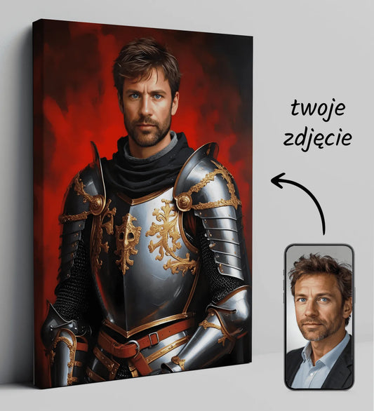 Portret rycerza na płótnie Mroczny Rycerz w unikalnym stylu