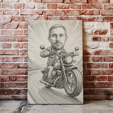Portret rysunkowy - pomysł na prezent dla Fana motorów