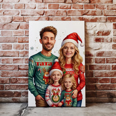 Świąteczny portret rodzinny – personalizowany obraz z imionami