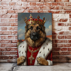 Królewski portret psa w koronie