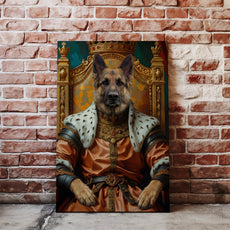 Królewski portret psa na tronie