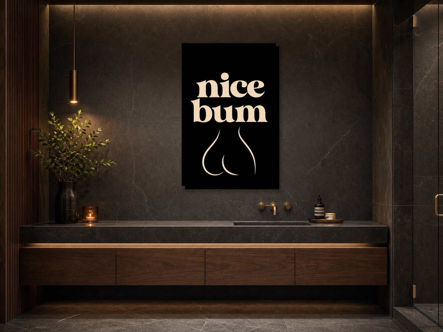 Nice Bum – śmieszny plakat do łazienki mockup 2