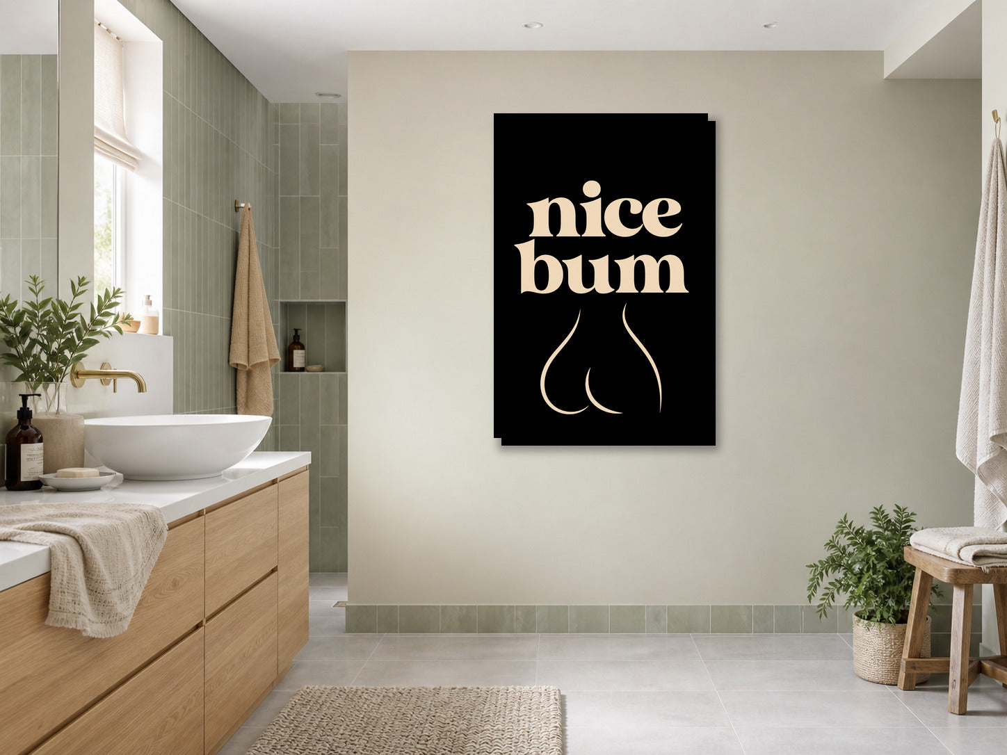 Nice Bum – śmieszny plakat do łazienki mockup 3