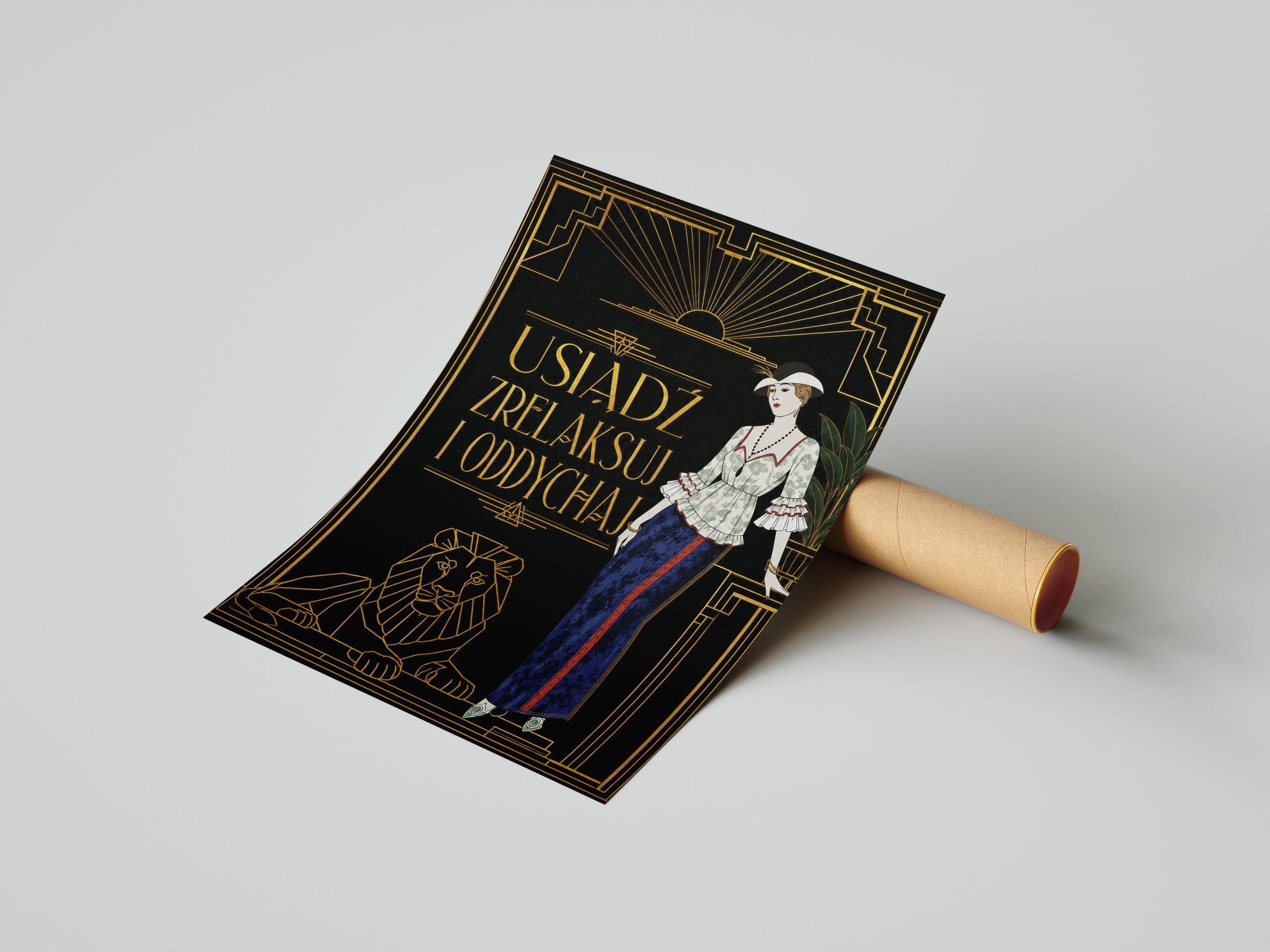 Obraz do łazienki Art Deco – Usiądź i oddychaj mockup 5
