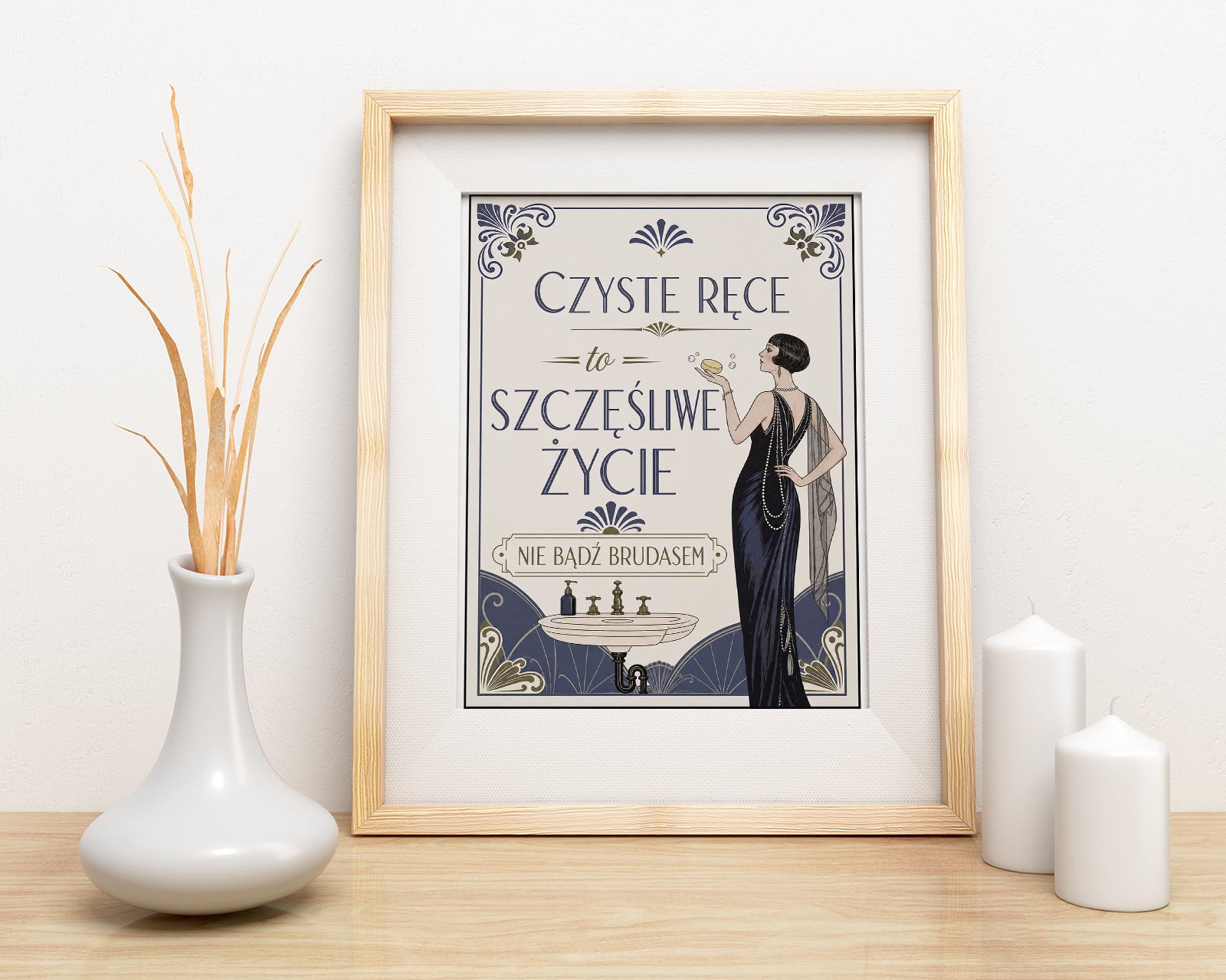 Obraz do łazienki Czyste ręce to szczęśliwe życie mockup 4