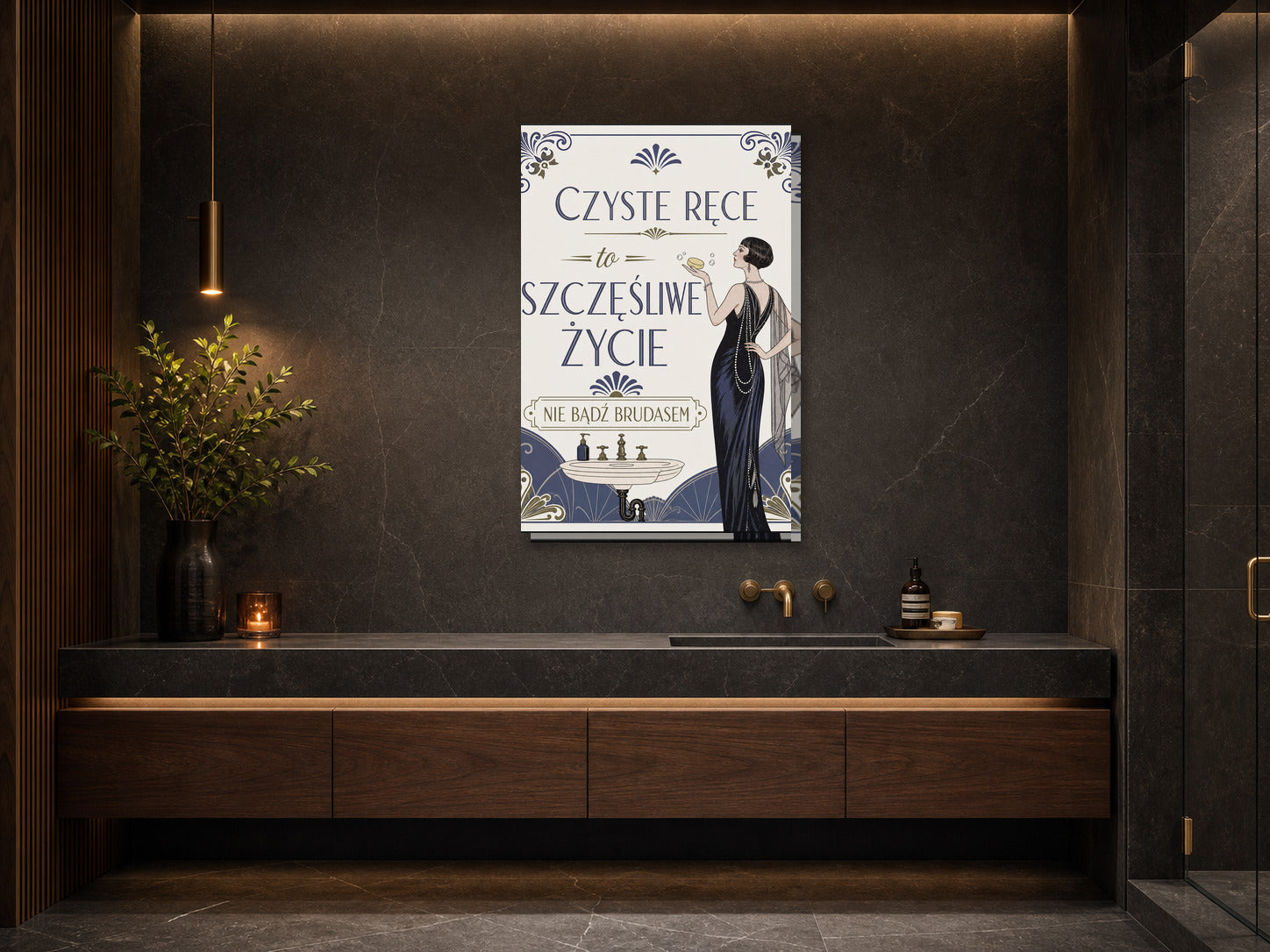 Obraz do łazienki Czyste ręce to szczęśliwe życie mockup 2