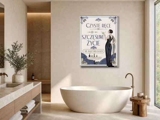 Obraz do łazienki Czyste ręce to szczęśliwe życie mockup 1