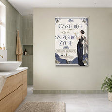 Obraz do łazienki Czyste ręce to szczęśliwe życie mockup 3