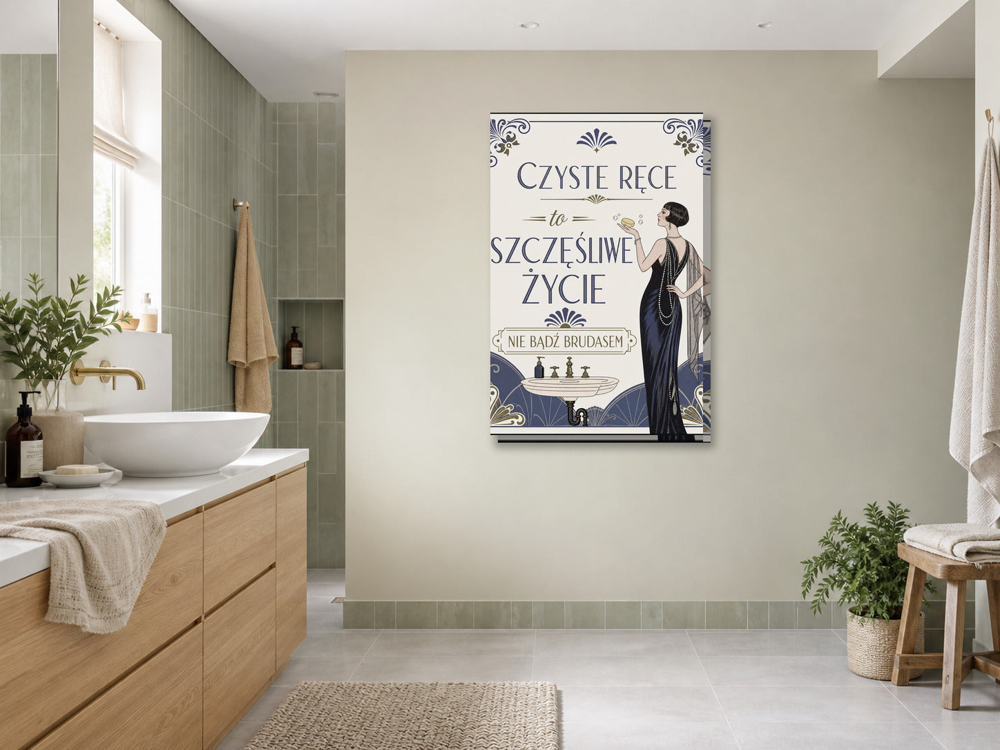 Obraz do łazienki Czyste ręce to szczęśliwe życie mockup 3