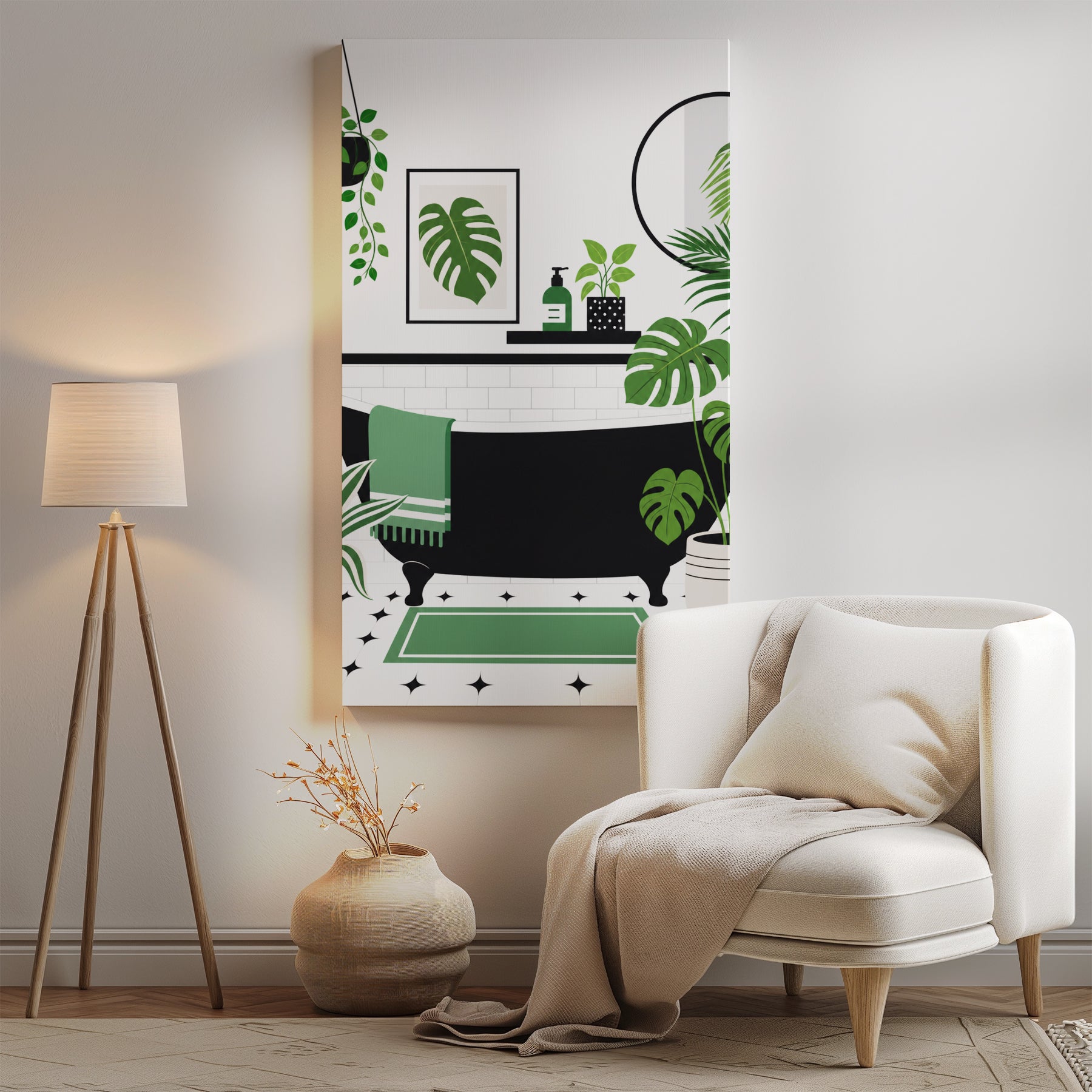 Obraz do łazienki Monstera w nowoczesnej łazience mockup 4