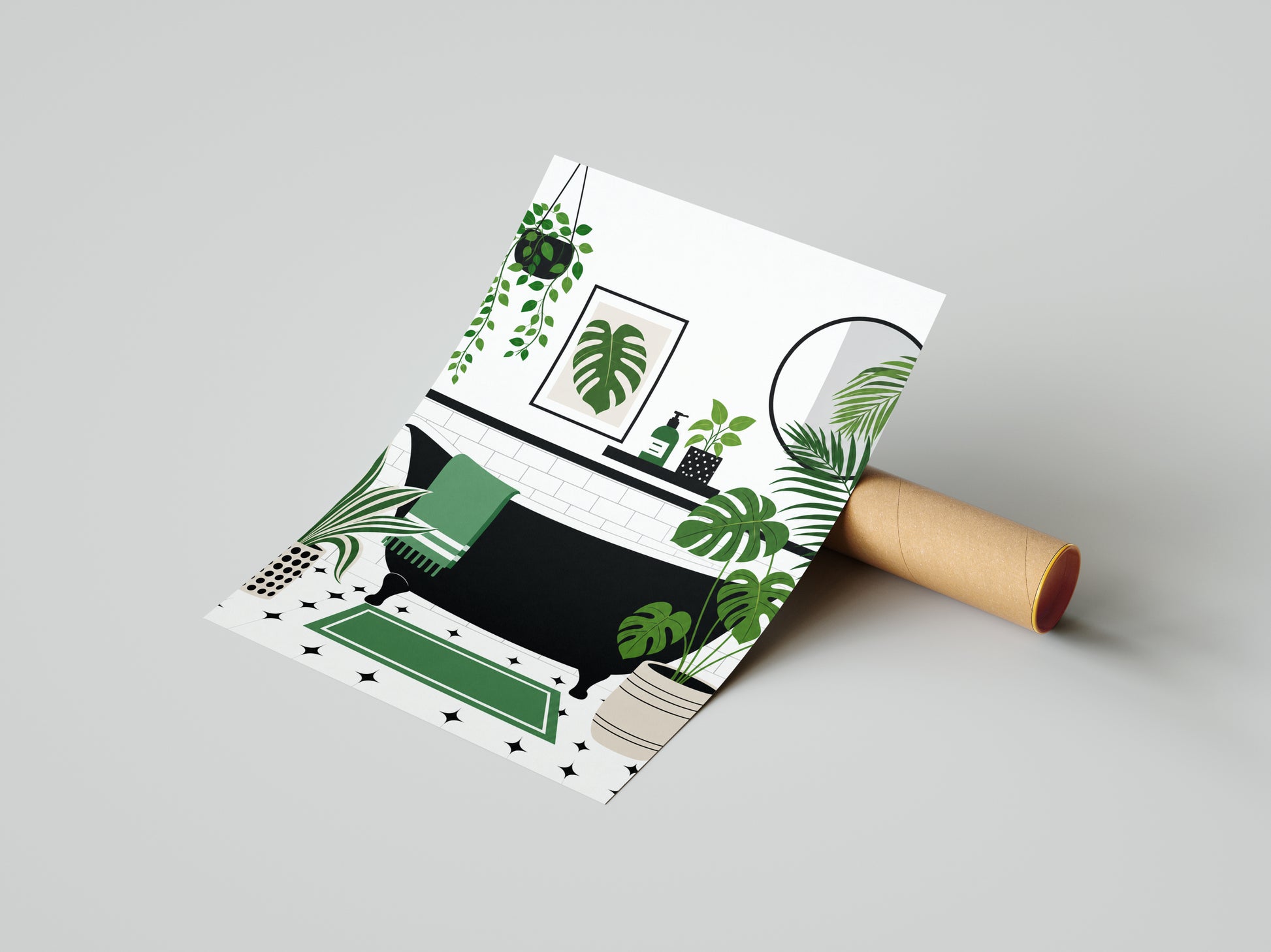 Obraz do łazienki Monstera w nowoczesnej łazience mockup 6