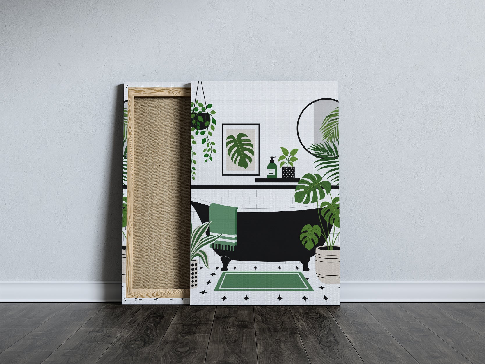 Obraz do łazienki Monstera w nowoczesnej łazience mockup 7