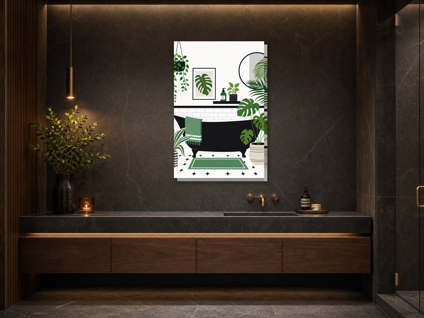 Obraz do łazienki Monstera w nowoczesnej łazience mockup 2