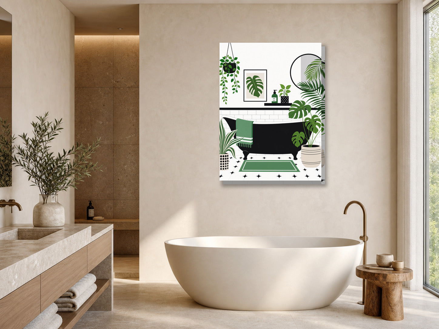 Obraz do łazienki Monstera w nowoczesnej łazience mockup 1