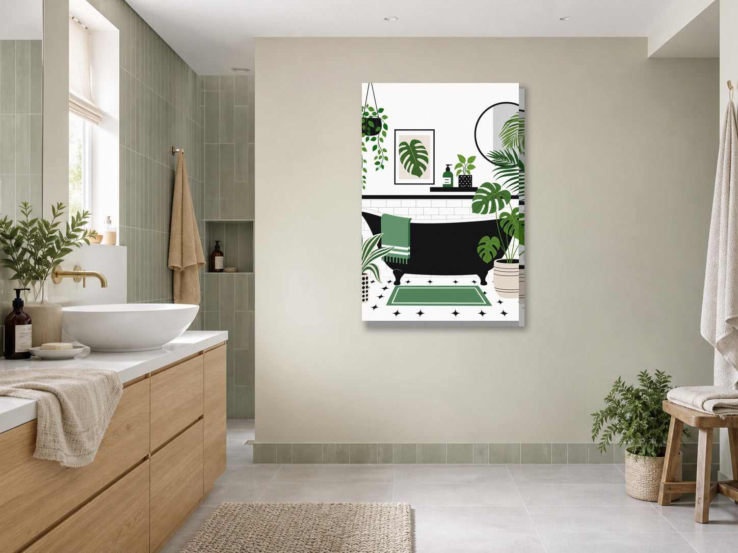 Obraz do łazienki Monstera w nowoczesnej łazience mockup 3